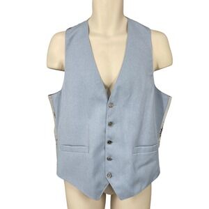 Men Light Blue Suit Vest Formal Wedding Party Prom Tailored Preppy Glam Size 42L
